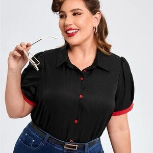 SHEIN Black Button-up top 4XL NWT